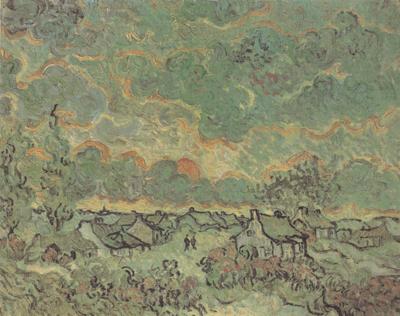 Vincent Van Gogh Cottages and Cypresses:Reminiscence of the North (nn04) France oil painting art